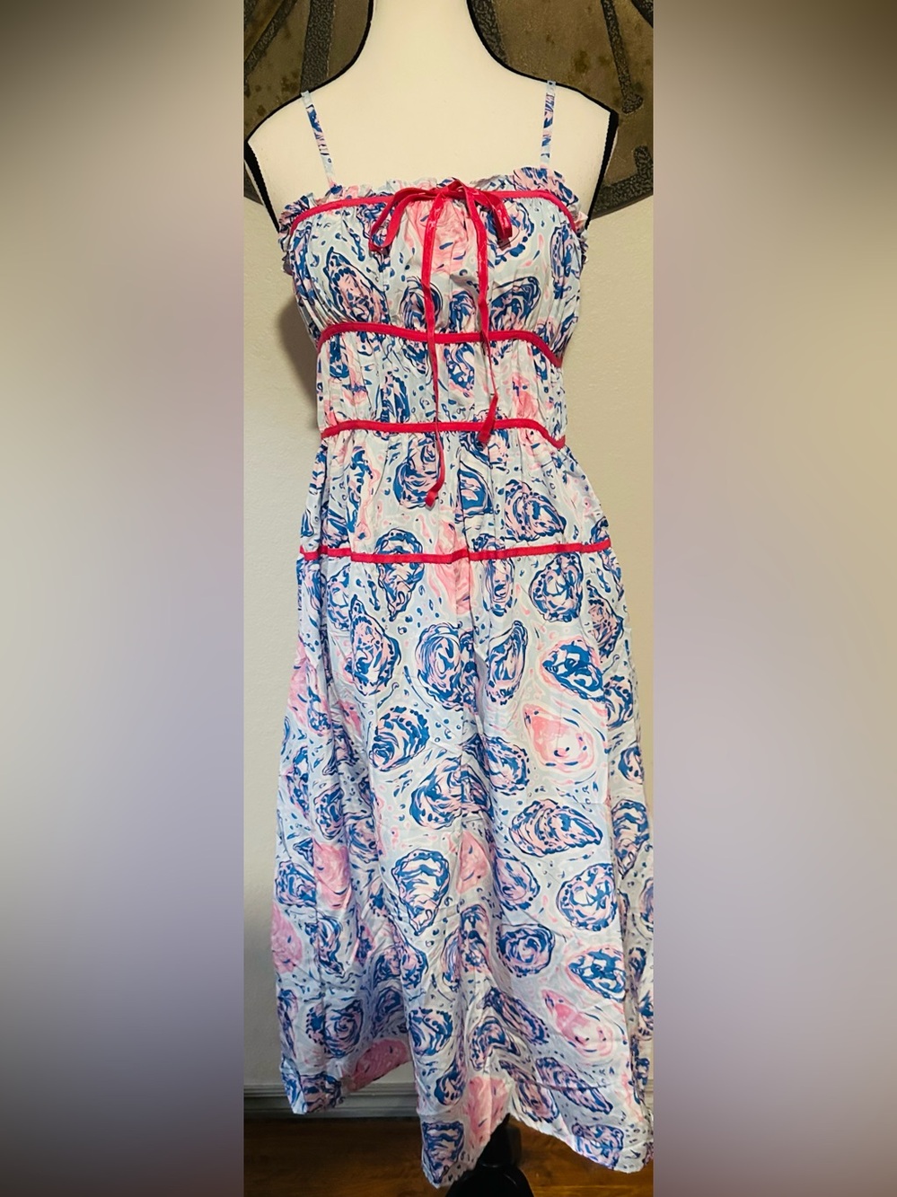 Simply Southern Pink & Blue Spaghetti Strap Maxi Dress